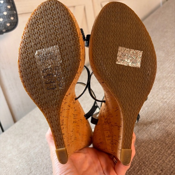 Michael Kors Black and Tan Wedge Sandals - Picture 4 of 4
